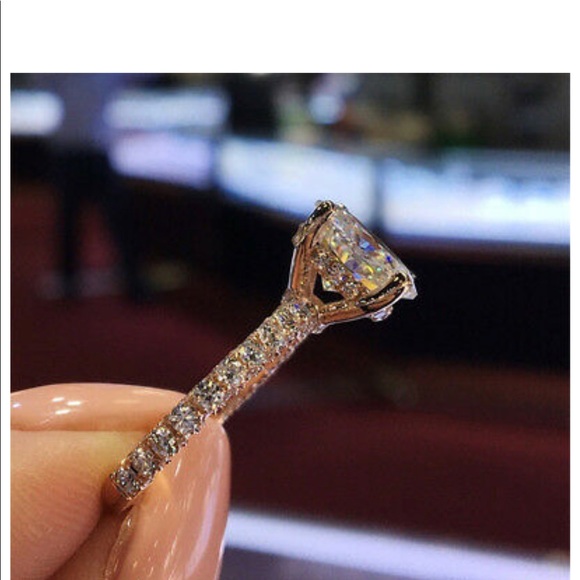 New Elegant Rose Gold White Sapphire Ring - Picture 5 of 6